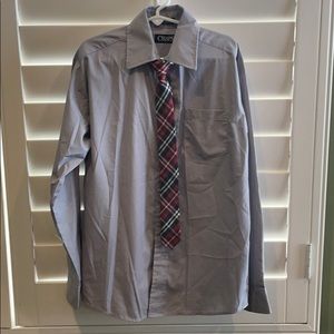 Boys Long Sleeve Button Down Shirt with Tie